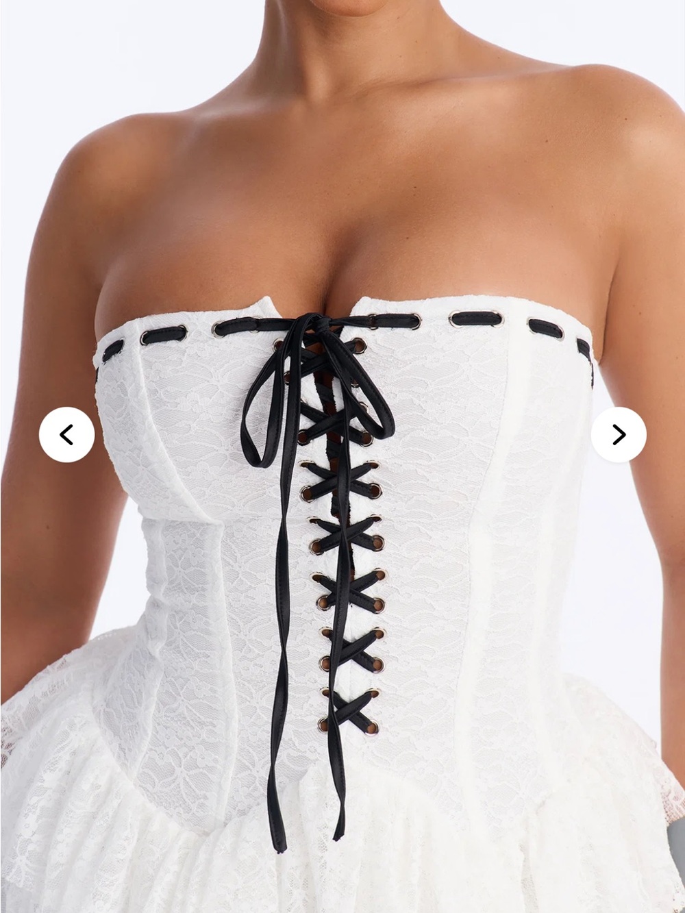 Fashion Nova White Lace Corset Top with Black Lace-Up